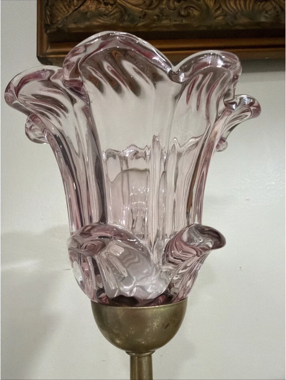 Karma Home Viral Gold Metal Pink Glass Retro Flower Fairy Lamp Tabletop Cottage
